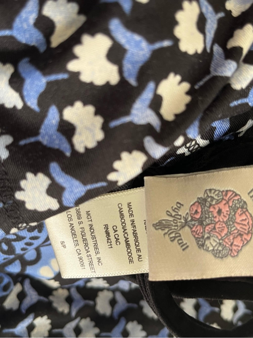 Blue & Black Floral Patchwork Tank and Flared Pants lounge Pajama Set - Picture 6 of 6